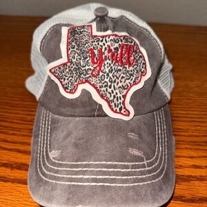 Gray Leopard Print Texas Trucker Hat
